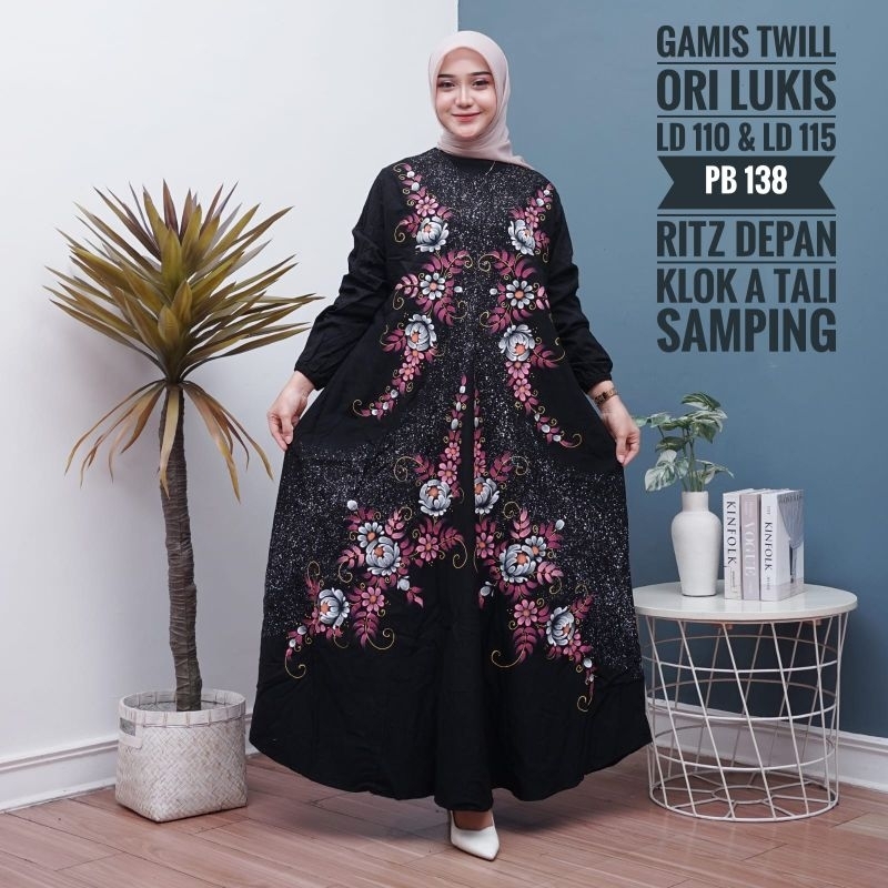 Gamis Twill Ori Lukis Handmade Termurah / gamis twil jumbo / grosir gamis twill