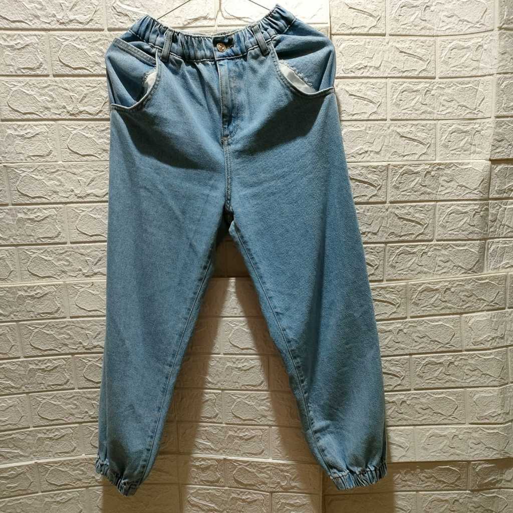 Celana Jeans Joger ZARA Joger Wanita Denim PRELOVED