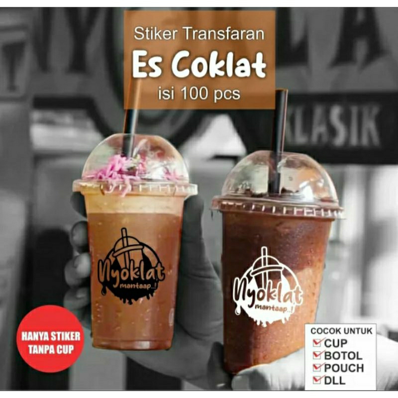 

SRTIKER Stiker transparan nyokelat mantap isi 100pcs MINUMAN SRTICKER MINUMAN KEKINIAN