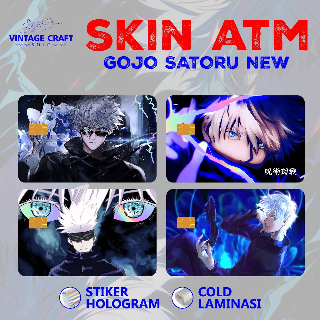 

Stiker Sticker Skin Card ATM Flazz Anime Jujutsu No Kaisen Gojo Satoru NEW