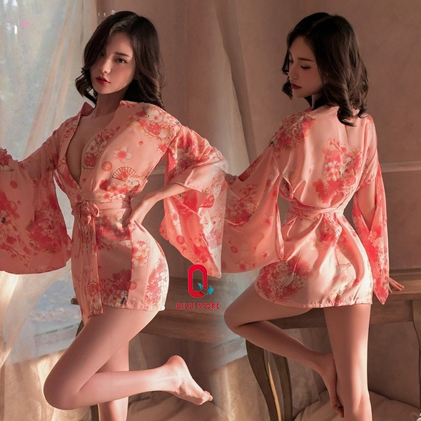 Lingerie Sexy kimono Set Cosplay Sakura Japanese Suit Baju Tidur Piyama Wanita Dewasa 3904