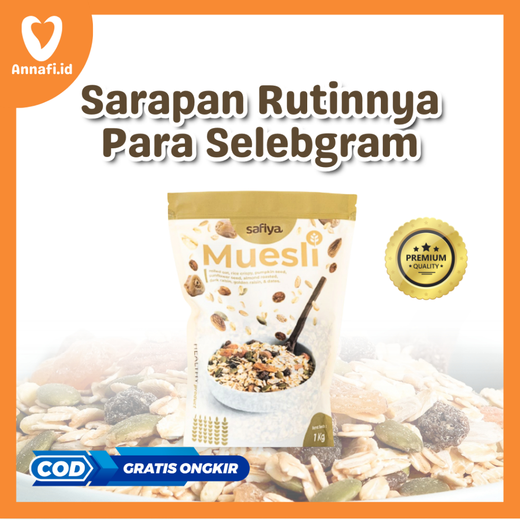 

Muesli oatmeal diet 1kg By Annafi / sarapan sehat / sereal / sereal gandum / granola diet / gandum sereal