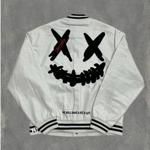 Ricky Is Clown Black Mamba Varsity Jacket White