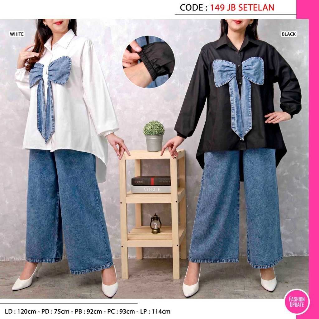 SET-CEL KULOT PINGUIN PITA JEANS KOMBI KATUN POPLINE JUMBO/LD 120