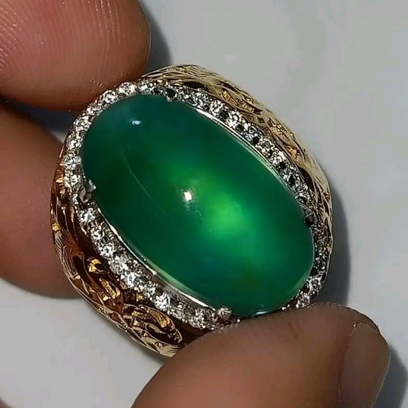 batu cincin akik bacan gulau ijo kristal sisa coklat rawatan giwang