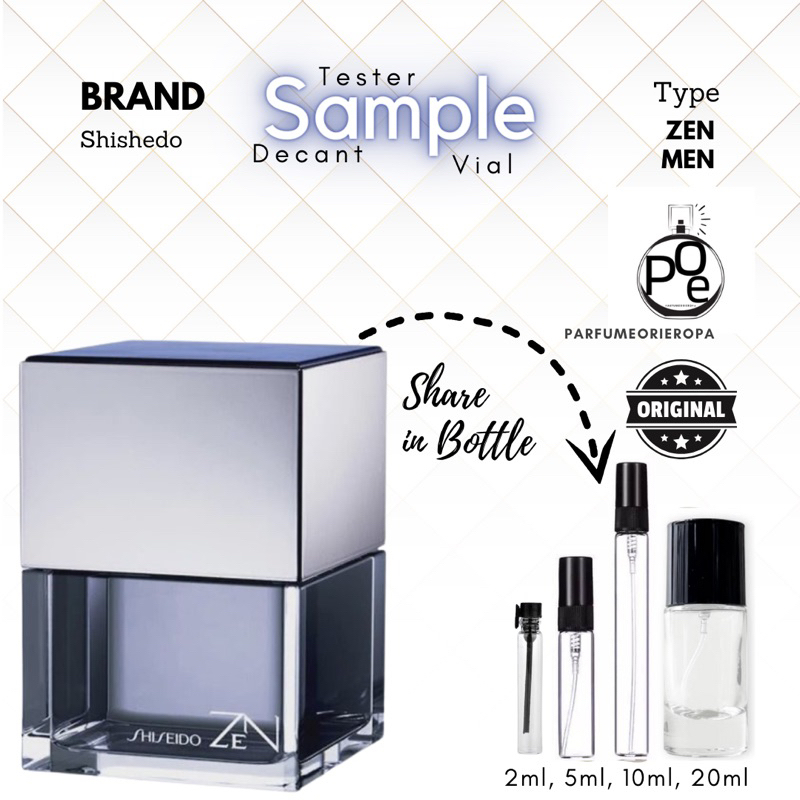 Sample Parfum Pria Shiseido Zen Original tester Decant vial parfume tahan lama Minyak wangi cowok ar