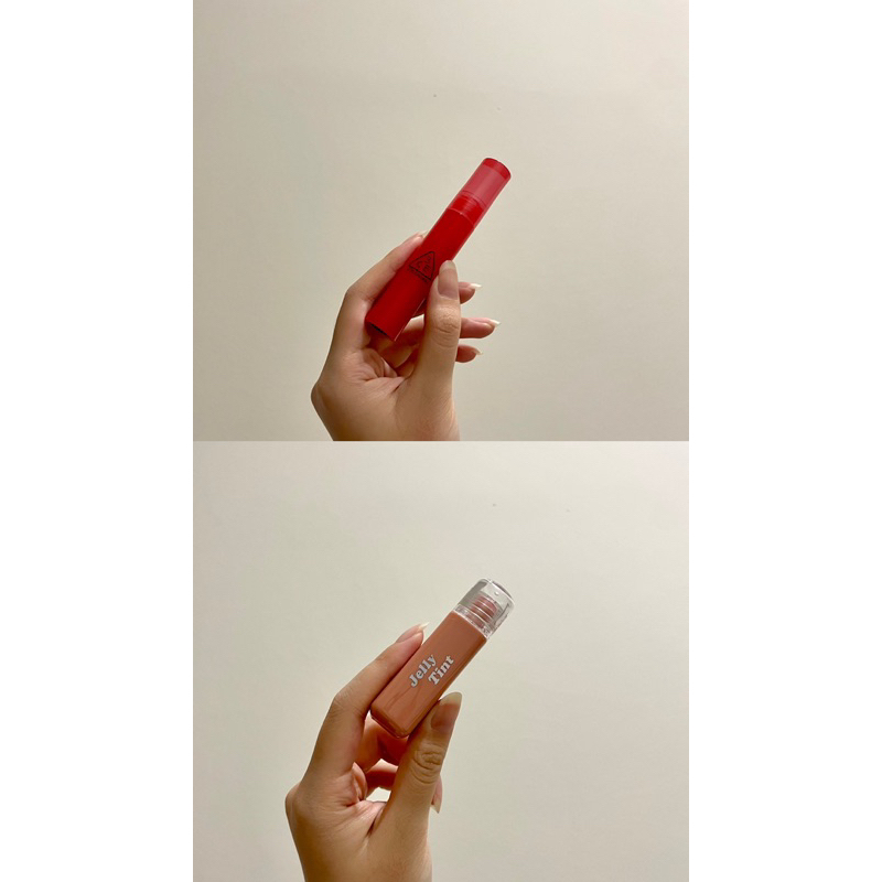 (TAKE ALL) 3CE lip tint gloss (like new)+ implora jelly tint
