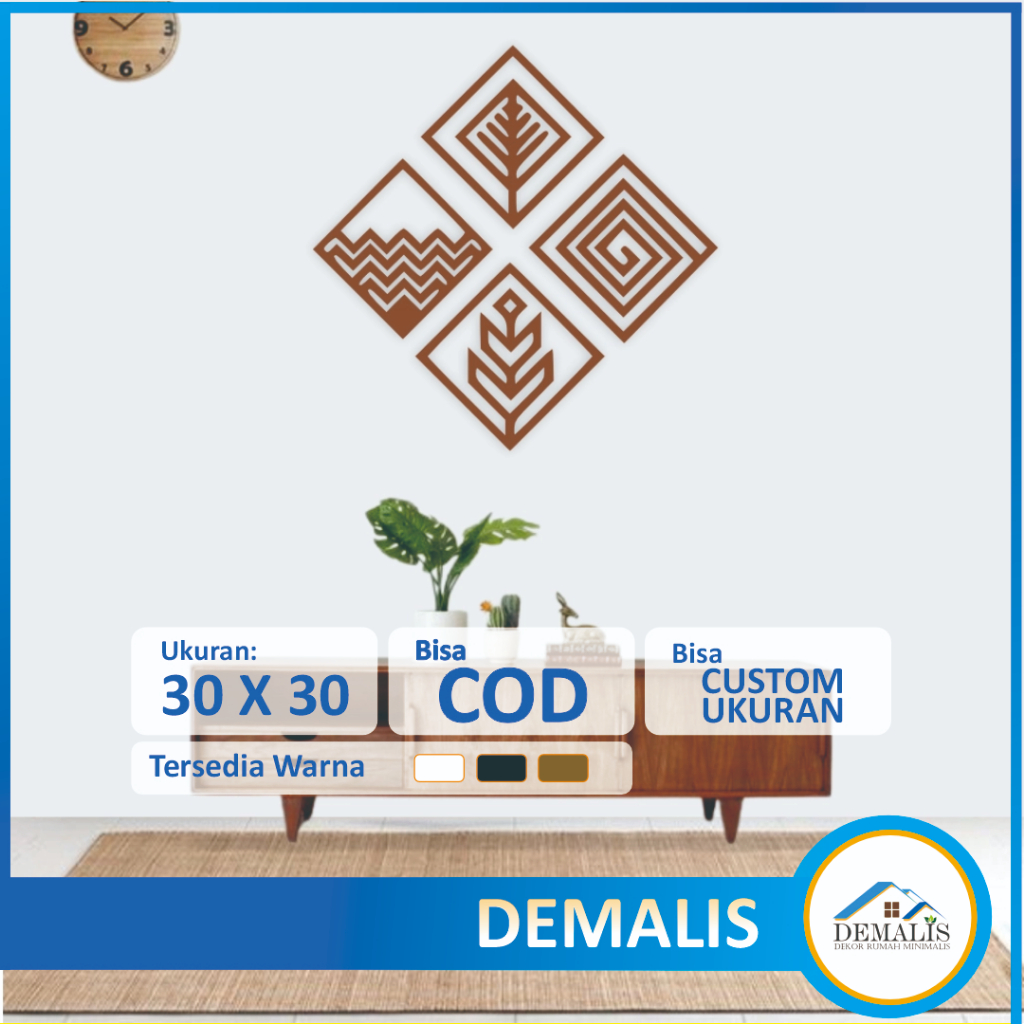 Hiasan Dinding Kotak Tempel Aesthetic 1 Set 4Pcs Kayu Unik Mewah Untuk Dekorasi Pajangan Ruang Tamu 