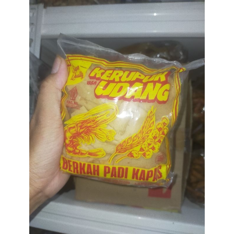 

Kerupuk Udang Asli BERKAH PADI KAPAS Ukuran Besar Kemasan 250 Gram