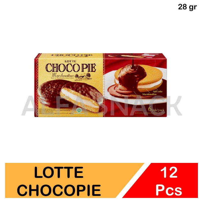 

Lotte Choco Pie / Chocopie 1 Box (12 pcs x 28 Gram) Rasa Cokelat dan Keju