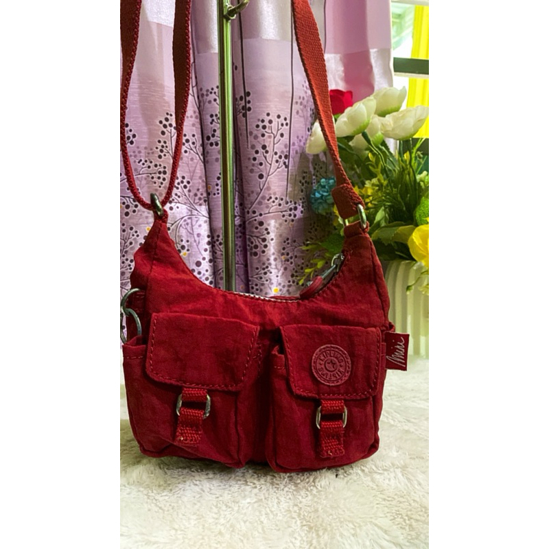 tas selempang mini tas hp kipling merah maroon preoved