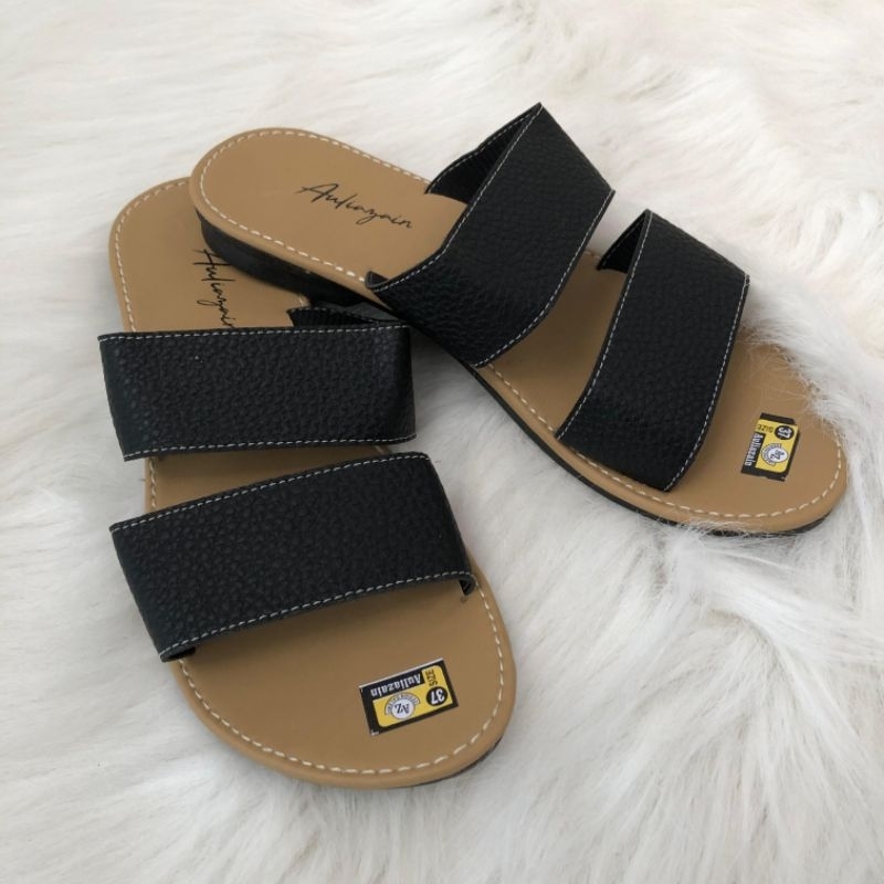 SANDAL SLOP CEWEK BAHAN KULIT SINTETIS | SANDAL FASHION WANITA