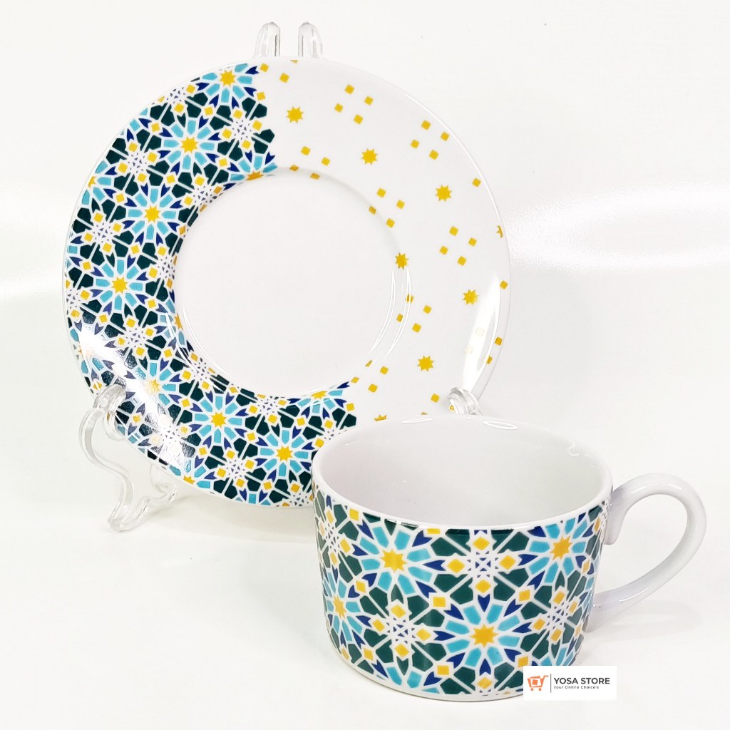 Cangkir Keramik Kopi Motif Maroko Kedaung Home  - 2 Pcs