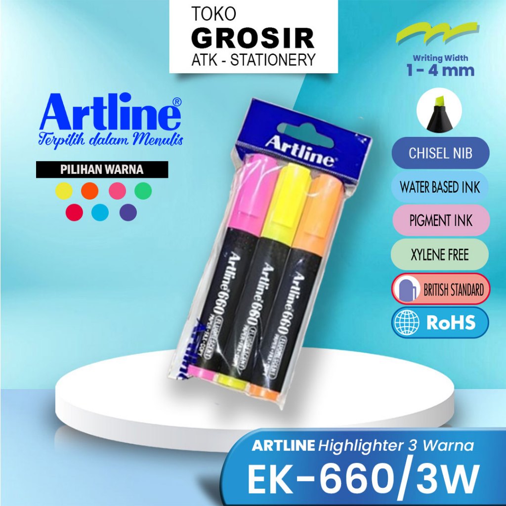 

ARTLINE Spidol Highlighter Set 3 Colours Marker EK-660/3W