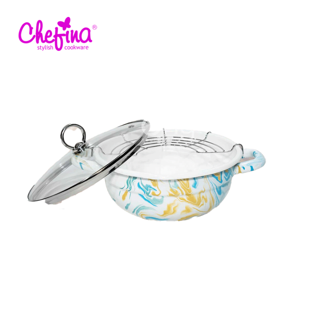 TEMPURA NABE W/GL 20CM MARBLE
