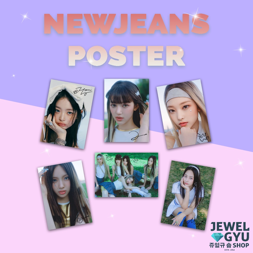 Newjeans Super Shy Signed Poster A5 / Poster Tanda tangan New Jeans Danielle Haerin Hanni Hyein Minj