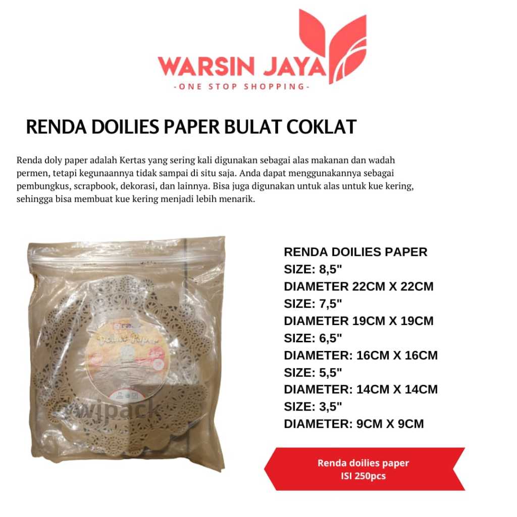 RENDA DOILIES PAPER BULAT COKLAT - alas makanan  - bentuk bulat