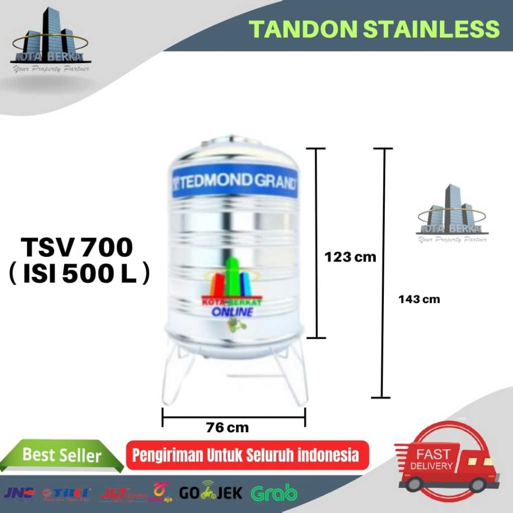 TANDON/ TANGKI AIR STAINLESS TEDMON GRAND TSV 700 Volume 550L