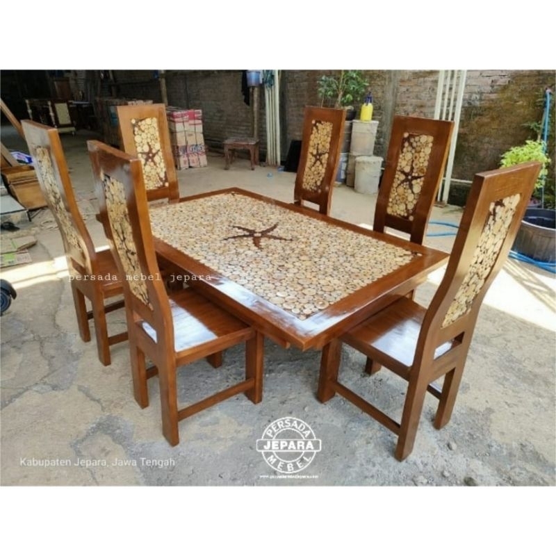 Meja makan minimalis koin / Meja makan jati minimalis / Kursi makan jati / Kursi makan minimalis / K