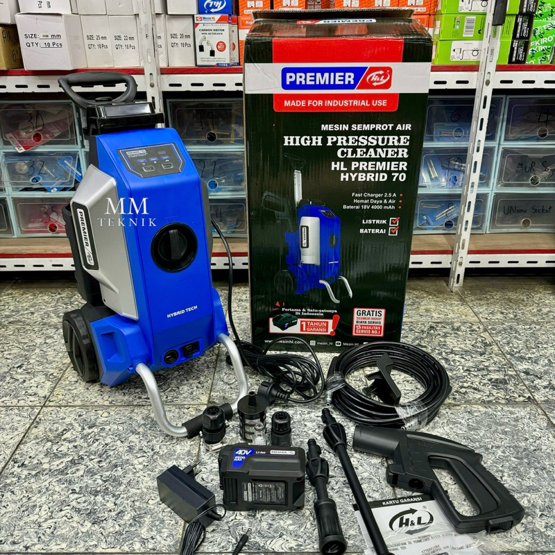 High Pressure Cleaner HL Premier Hybrid 70 BATERAI & LISTRIK Jet Cleaner Cordless H&L Mesin Cuci Mob