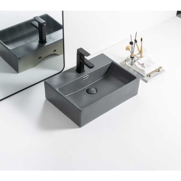 Wastafel Keramik Hitam Wikea K282B / wastafel cuci tangan hitam K 282 B