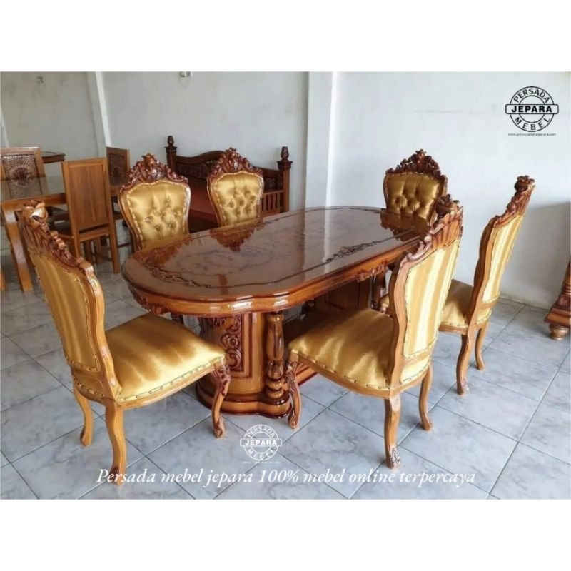 Kursi makan ganesha / Meja makan ganesha / Kursi makan ukir jati jepara / Meja makan gemdong / Meja 