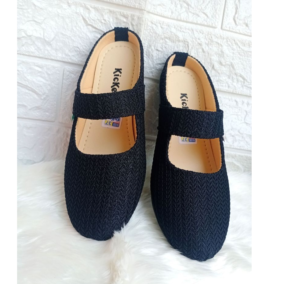 Sepatu Selop Wanita Slip On | Sepatu Selop Flat Rajut Wanita