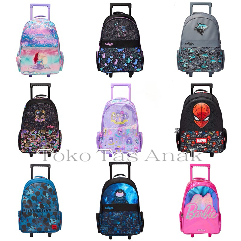 Smiggle Trolley Bag With Wheels Light Up Tas Troli Smiggle