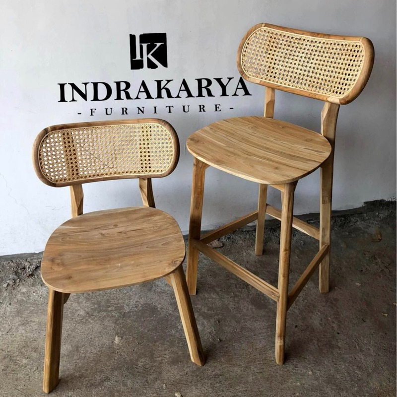 Kursi Bar Rotan Jati Solid Bar Chairs Rotan Stool Bar Rotan Kayu jati Jepara