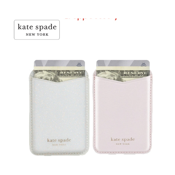 Kate Spade New York Magsafe Card Wallet White Glitter / Pale Dogwood Black Magnetic Card Holder