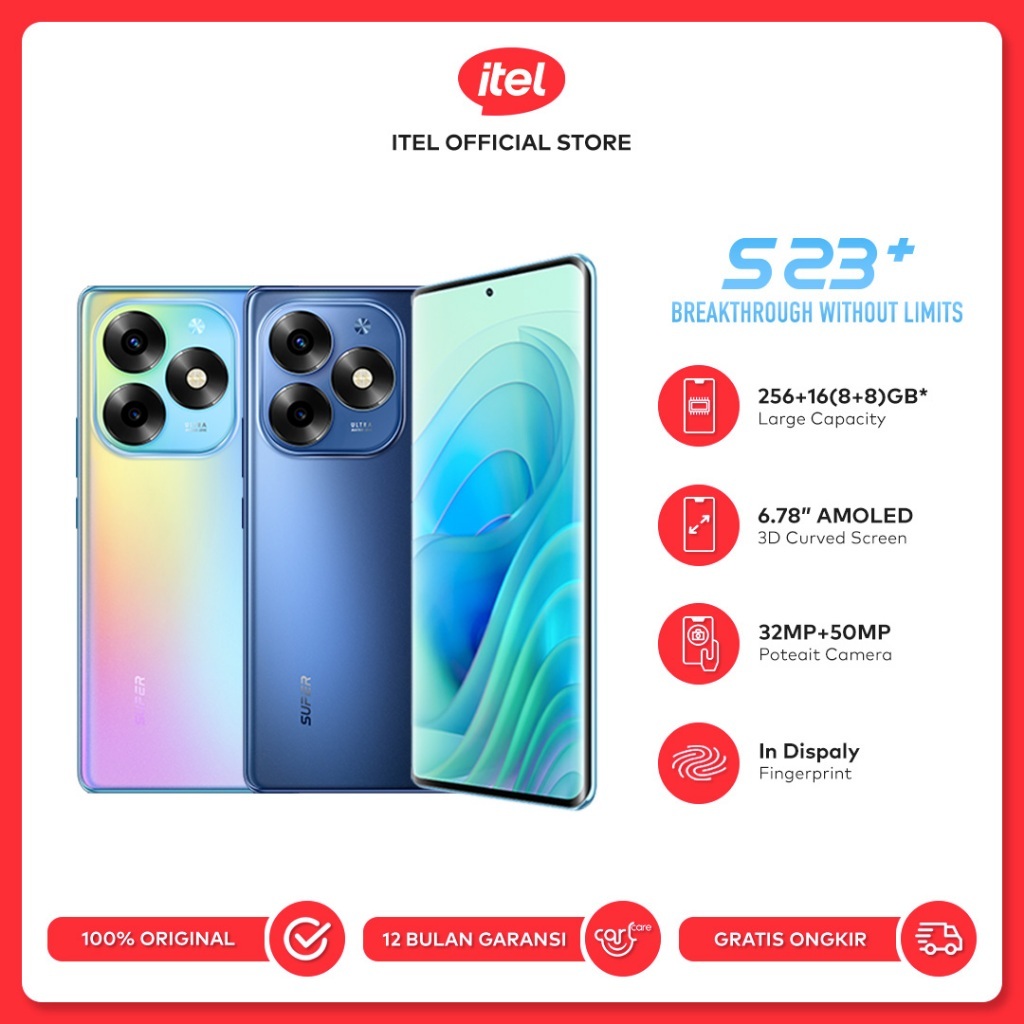 Itel S23+ Plus (8+8GB)16GB + 256GB - AMOLED, NFC - Garansi resmi  4.9  90 Penilaian 154 Terjual Lapo