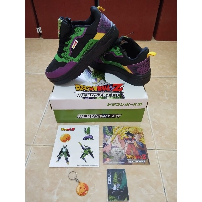 Sepatu Aerostreet  x Dragon Ball Cell size 42 Hitam Hijau Army