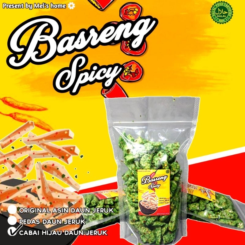 

Basreng Pedas Cabai Hijau Daun Jeruk Kemasan 150gram