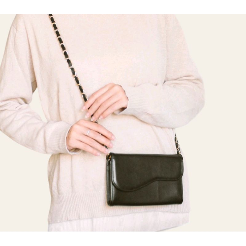 Tas Selempang Wanita Tas Tali Rantai Kulit PU Polos