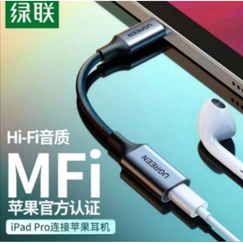 Adapter Headset UGREEN 70953 C male to Lightning ip Female Earphone MFI Jack Aux