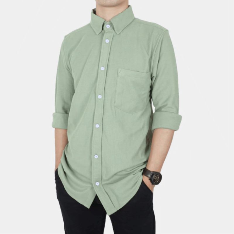 Kemeja Hijau Wardah Lengan Panjang Pria