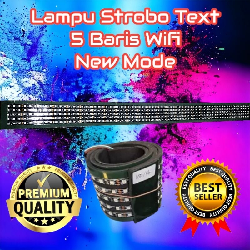 Lampu strobo kaca depan text wifi 5 baris 1 animasi 12 - 24 Volt