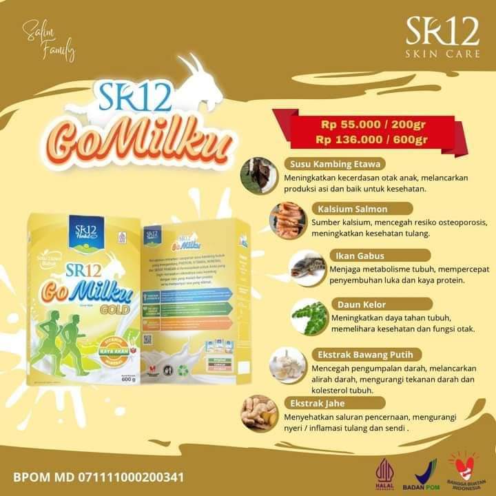 

SUSU GOMILKU GOLD SR12/Susu kambing untuk Susu Manula 35 tahun ke atas/200 gram-600 gram/BPOM