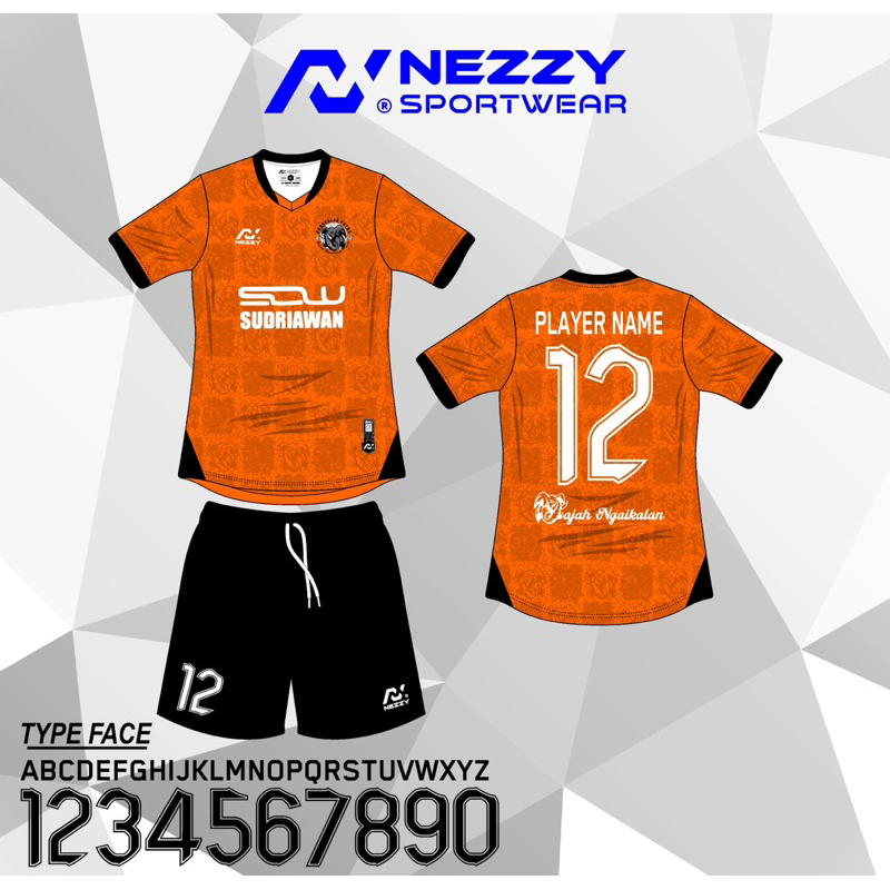 CUSTOM JERSEY FULL PRINTING DEWASA (ORANGE HITAM)