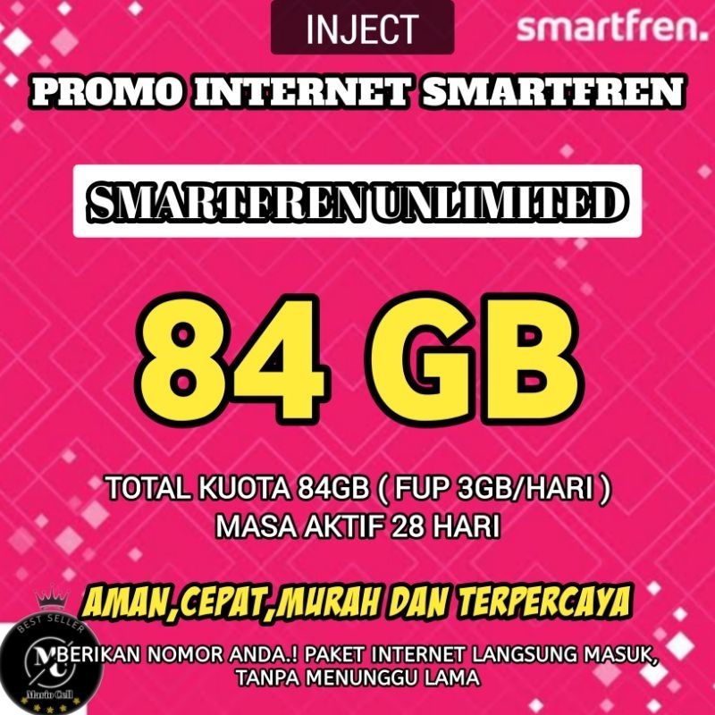 PROMO INTERNET SMARTFREN - KUOTA SMARTFREN UNLIMITED 84GB ( FUP 3GB / HARI ) MASA AKTIF 28 HARI
