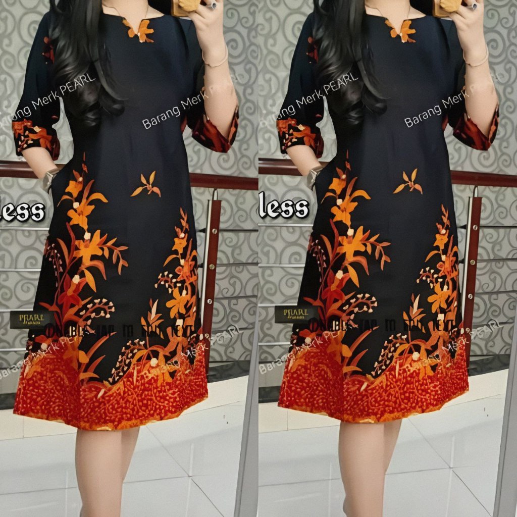 Discount Dress Batik Kombinasi Model Terbaru Baju Wanita Modern Pakaian Pesta Cantik Dan Elegan