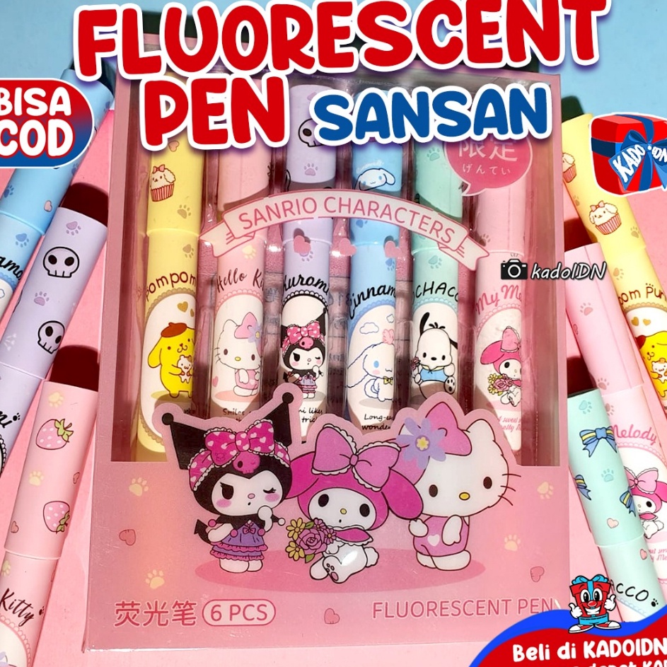 

Free Ongkir Stabilo Sanlio isi 6pcs Highlighter Set