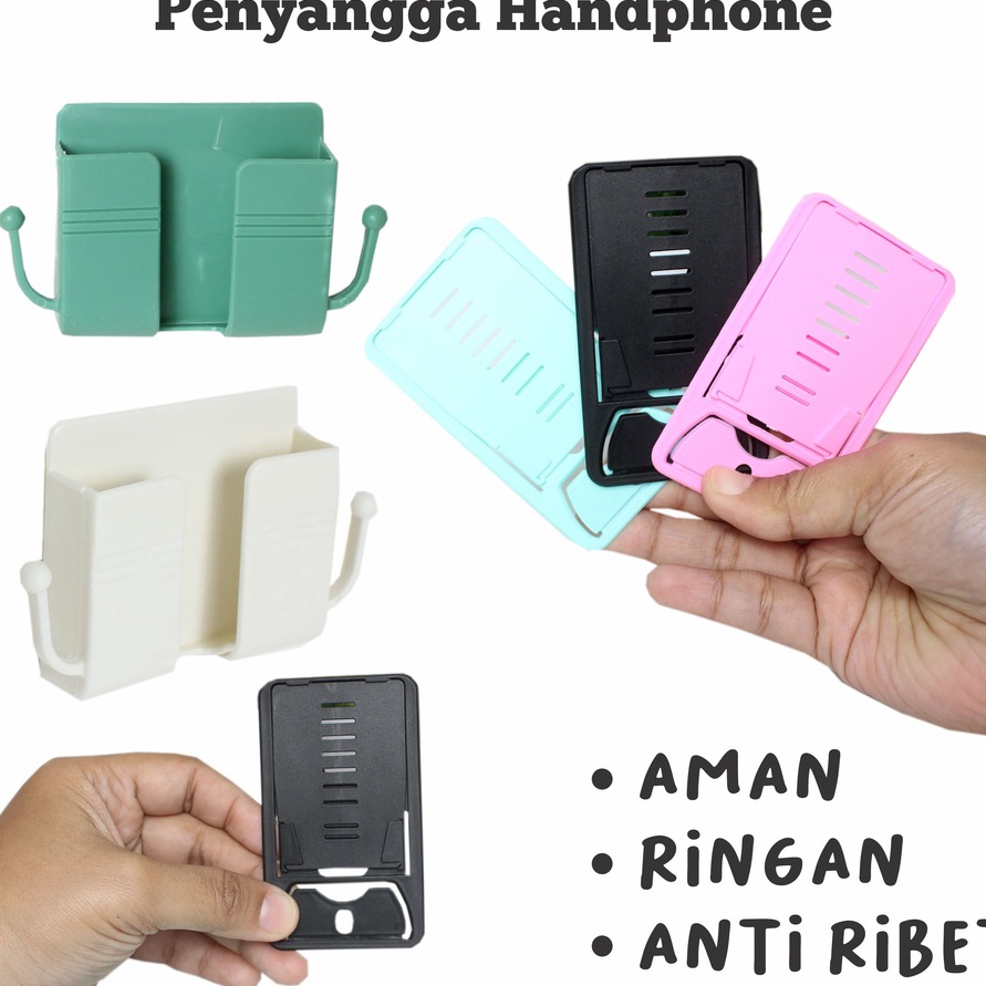 Stand Holder HP Handphone Dudukan Tempel Dinding Dan Lipat