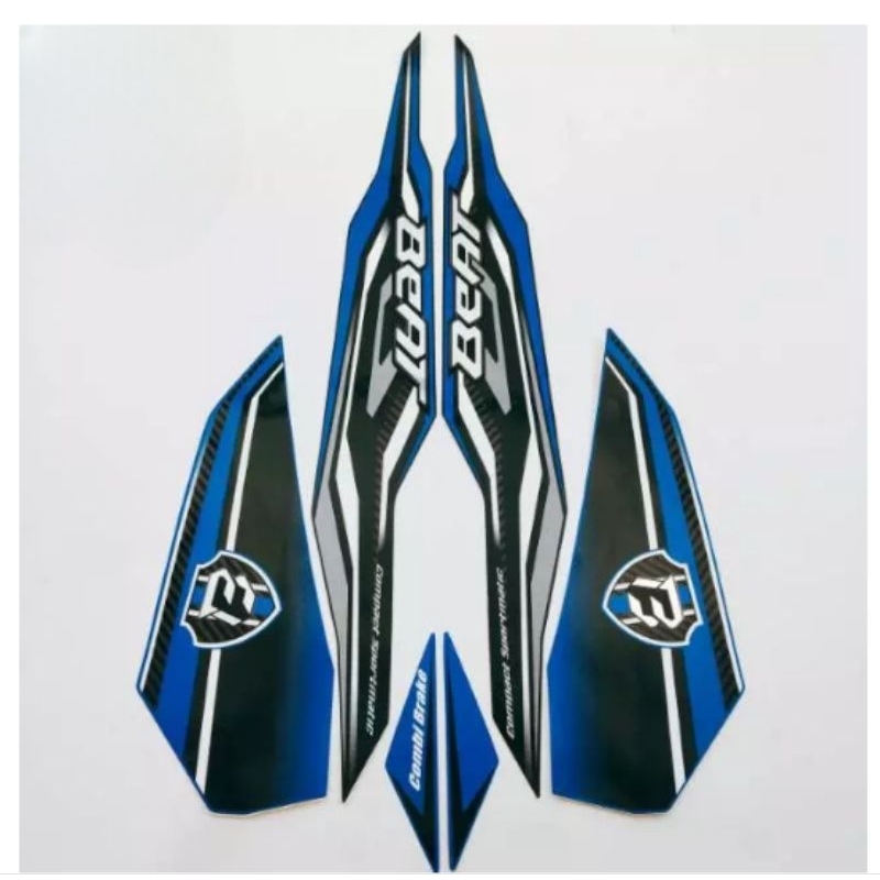 Striping/stiker Honda Beat Esp 2019 Biru Hitam Doff
