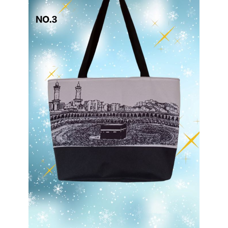 Tote bag wanita riseleting/tas motip arab/oleh oleh