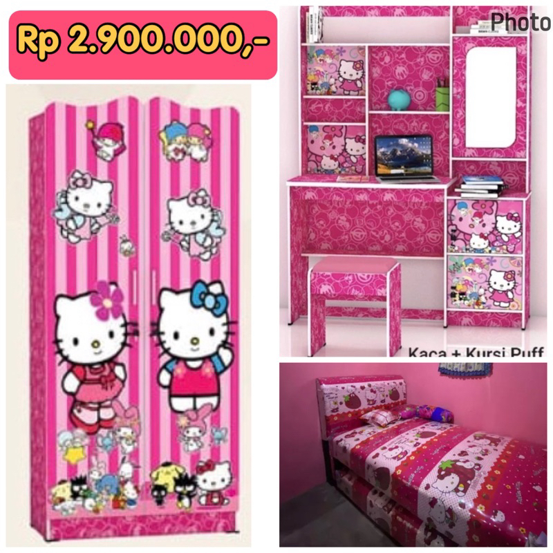 Paket isi kamar anak hello kitty/barbie