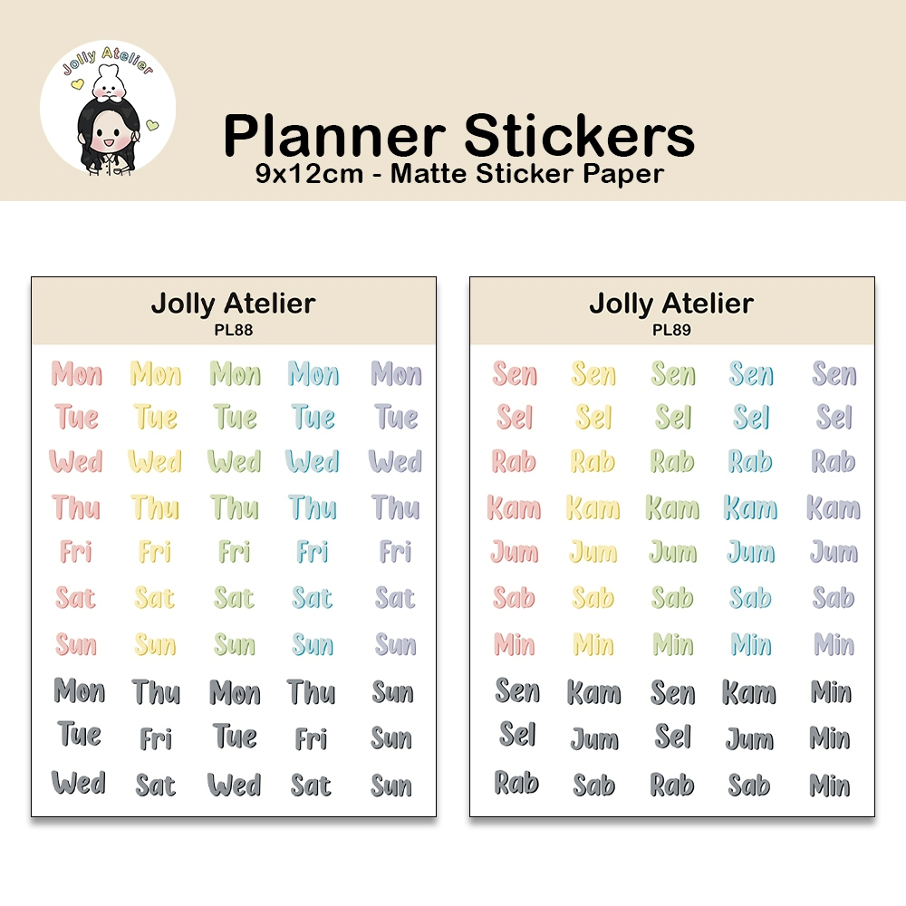 

Days and monthly stickersheet | Planner sticker [jollyatelier]
