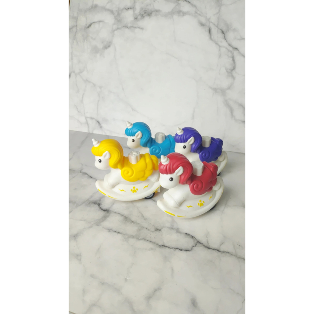SNACKSCHOICES BABY - Unicorn Push N Go / Mainan Mobil Unicorn / Mainan Unicorn Berjalan / Mainan Uni