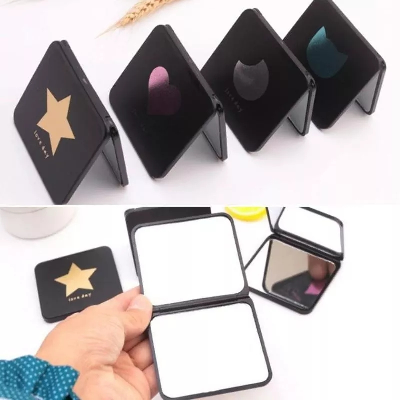 Cermin Lipat Mini Tipis Travel Kaca Rias Makeup 2 Sisi/Cermin Lipat Mini /Model Segiempat 2 Sisi/ Ce