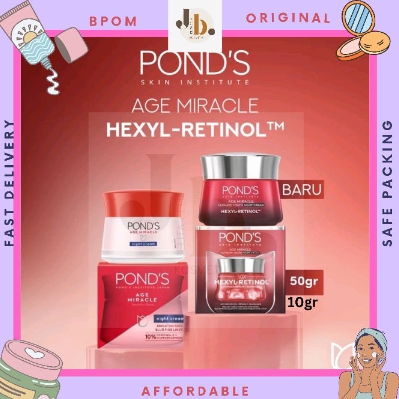 JB KOSMETIK| BANTING HARGA PONDS AGE MIRACLE NIGHT CREAM PALING BESAR 50 GR atau 9gr